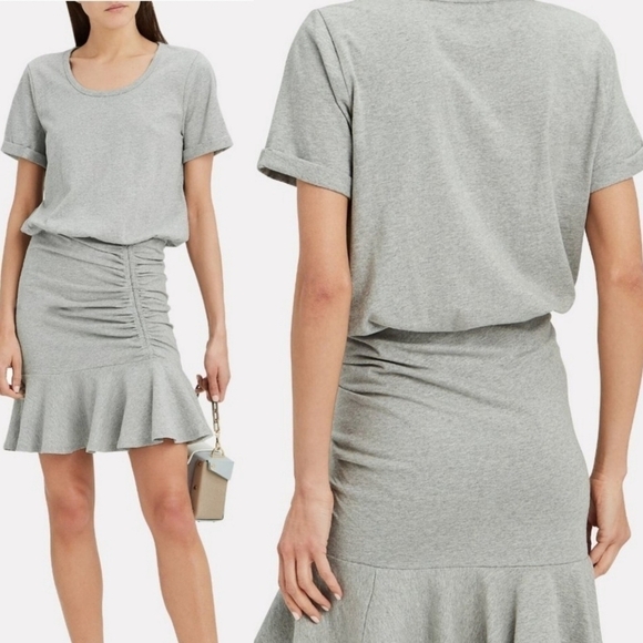 Veronica Beard Pima Ruched Light Grey Mini Dress New Size XS - Picture 1 of 15
